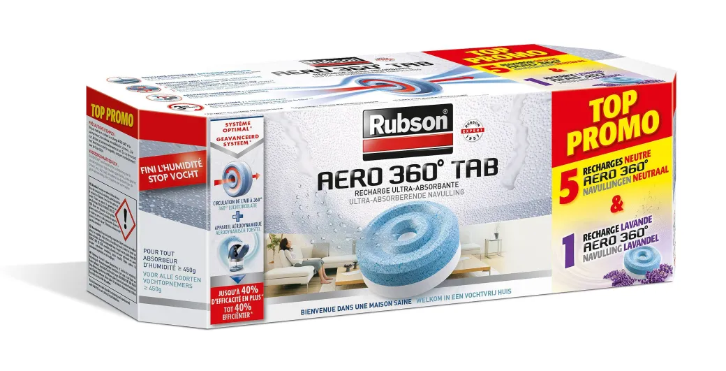 Rubson Aero Navullingen Vochtopnemer 5St Neutraal + 1St Lavendel|Brico Discount