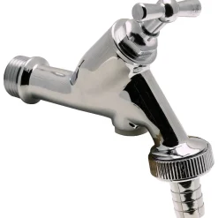 Sanivesk Tapkraan Met Beluchter, Krukbediening En Slangwartel Chroom ( Buitendraad X Buitendraad ) 1/2" X 3/4"|Brico Outlet
