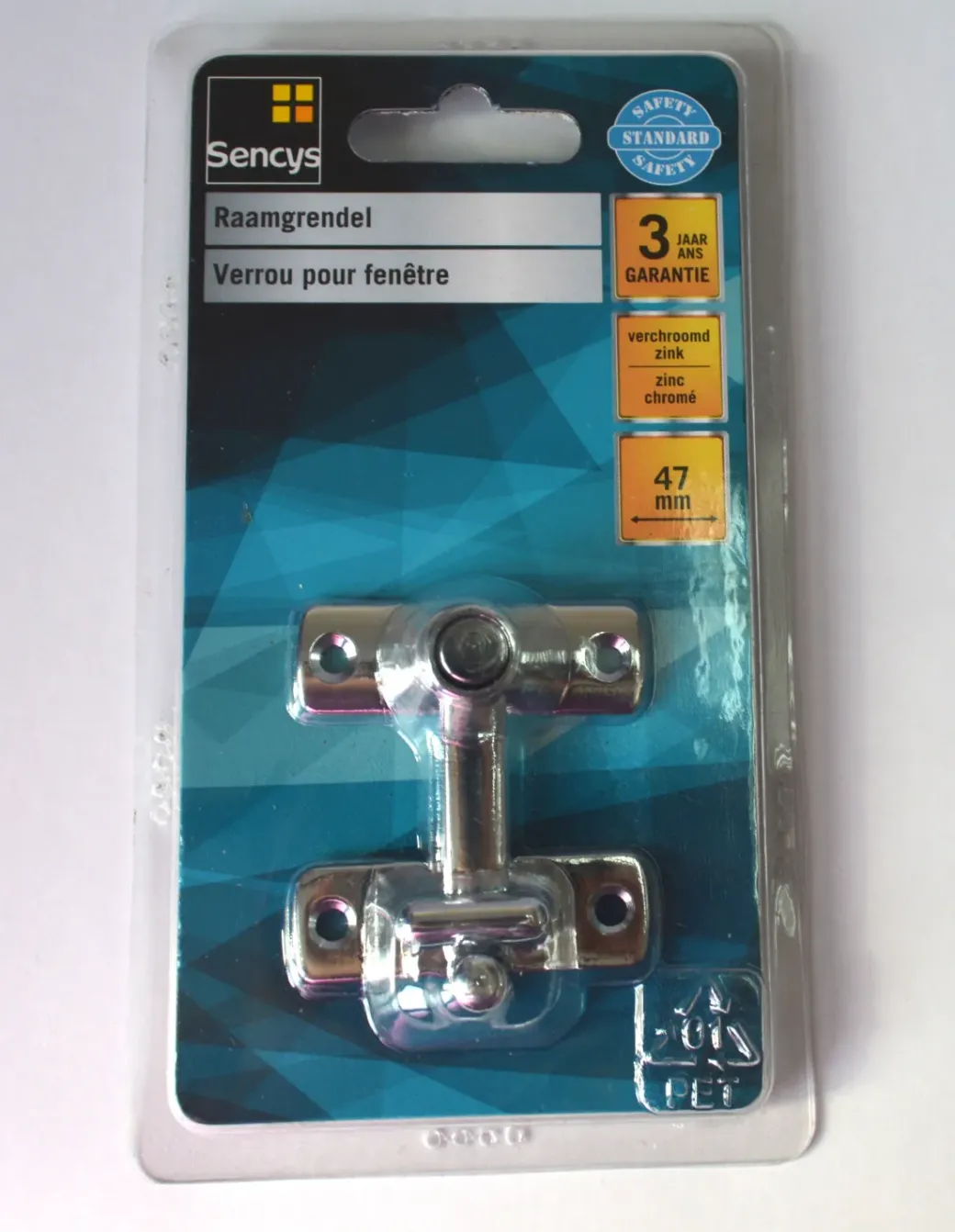 Brico Raambeveiliging-Sencys Raamgrendel Verchroomd Zinc 47Mm