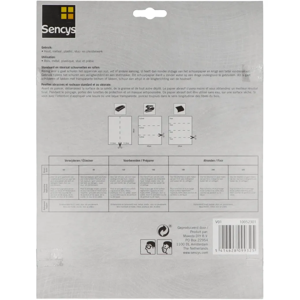 Brico Schuurpapier-Sencys Schuurvel Stearaat Wit 230X280Mm P240 3St