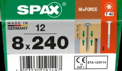 Brico Schroeven-Spax Schroef 'Hi.Force' Staal 240 X 8 Mm - 12 Stuks