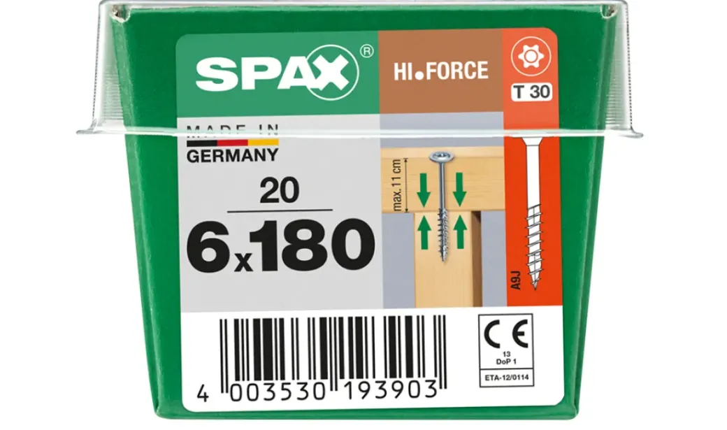 Brico Schroeven-Spax Schroef 'Hi.Force' Wirox 6X180Mm 20 Stuks