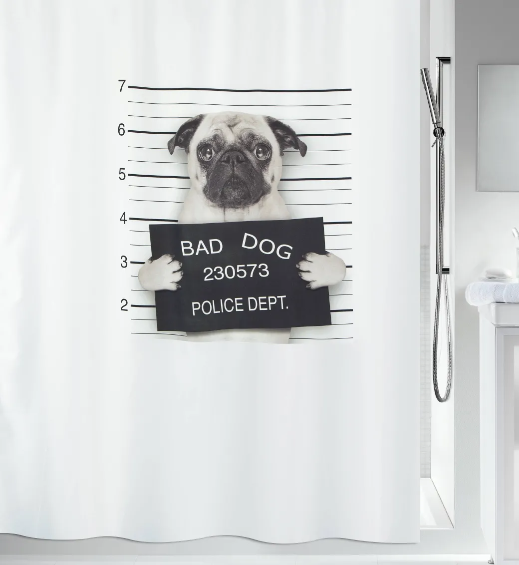 Spirella Douchegordijn Bad Dog Zwart 180Cm|Brico Outlet