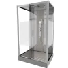 Technische Eigenschappen: 85X115X215Cm Benodigde Hoogte Voor Installatie 230Cm Metaalgrijs Gelakte Aluminium Structuur Omkeerbare Schuifdeur In 6 Mm Van Gehard Glas Achterwand Van Grijs Gehard Glas Van 5 Mm Composiet Houten Kolom Met Roestvrijstalen Plaat Voorwanden En Zijkanten Met Gematteerde Banden Versterkt Grijs Acryl Dak En Douchebak Magnetische Sluiting Siliconenvrije Montage Toebehoren: Rvs Regendouchekop Anti-Kalksteen Multi-Jet Roestvrijstalen Hydromassagepaneel Anti-Kalksteen Handdouche Pvc-Slang Met Metallic Effect Glazen Planken Verchroomd Roestvrijstalen Handvat Mechanische Mengkraan 90 Mm Afvoer Met Hoog Debiet Composiet Houten Rooster Geleverd Met Aansluitslangen|Brico