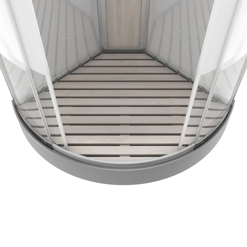 Technische Eigenschappen:85X185X215Cmbenodigde Hoogte Voor Installatie 230Cmmetaalgrijs Gelakte Aluminium Structuuromkeerbare Schuifdeur In 6 Mm Van Gehard Glasachterwand Van Grijs Gehard Glas Van 5 Mmcomposiet Houten Kolom Met Roestvrijstalen Plaatvoorwanden En Zijkanten Met Gematteerde Bandenversterkt Grijs Acryl Dak En Douchebakmagnetische Sluitingsiliconenvrije Montagetoebehoren: Rvs Regendouchekopanti-Kalksteen Multi-Jet Roestvrijstalen Hydromassagepaneelanti-Kalksteen Handdouchepvc-Slang Met Metallic Effectglazen Plankenverchroomd Roestvrijstalen Handvatmechanische Mengkraan90 Mm Afvoer Met Hoog Debietcomposiet Houten Roostergeleverd Met Aansluitslangen|Brico Online
