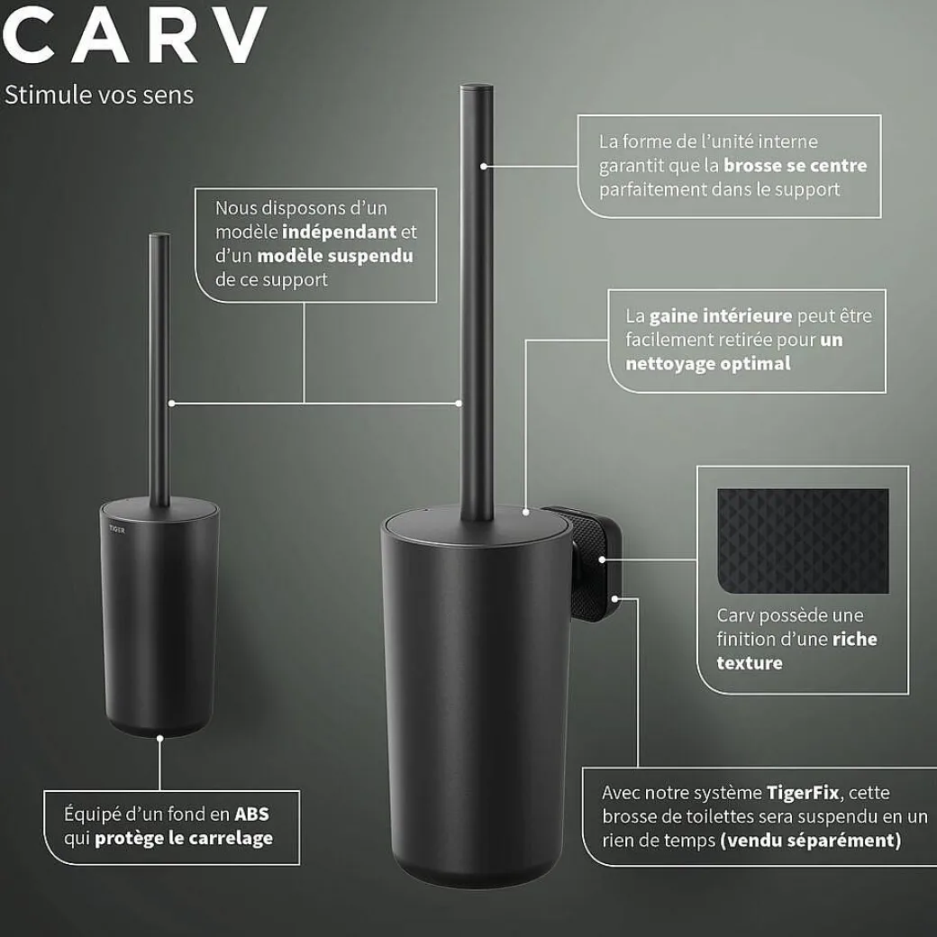 Tiger Carv Toiletborstel Met Houder Vrijstaand Zwart|Brico Online