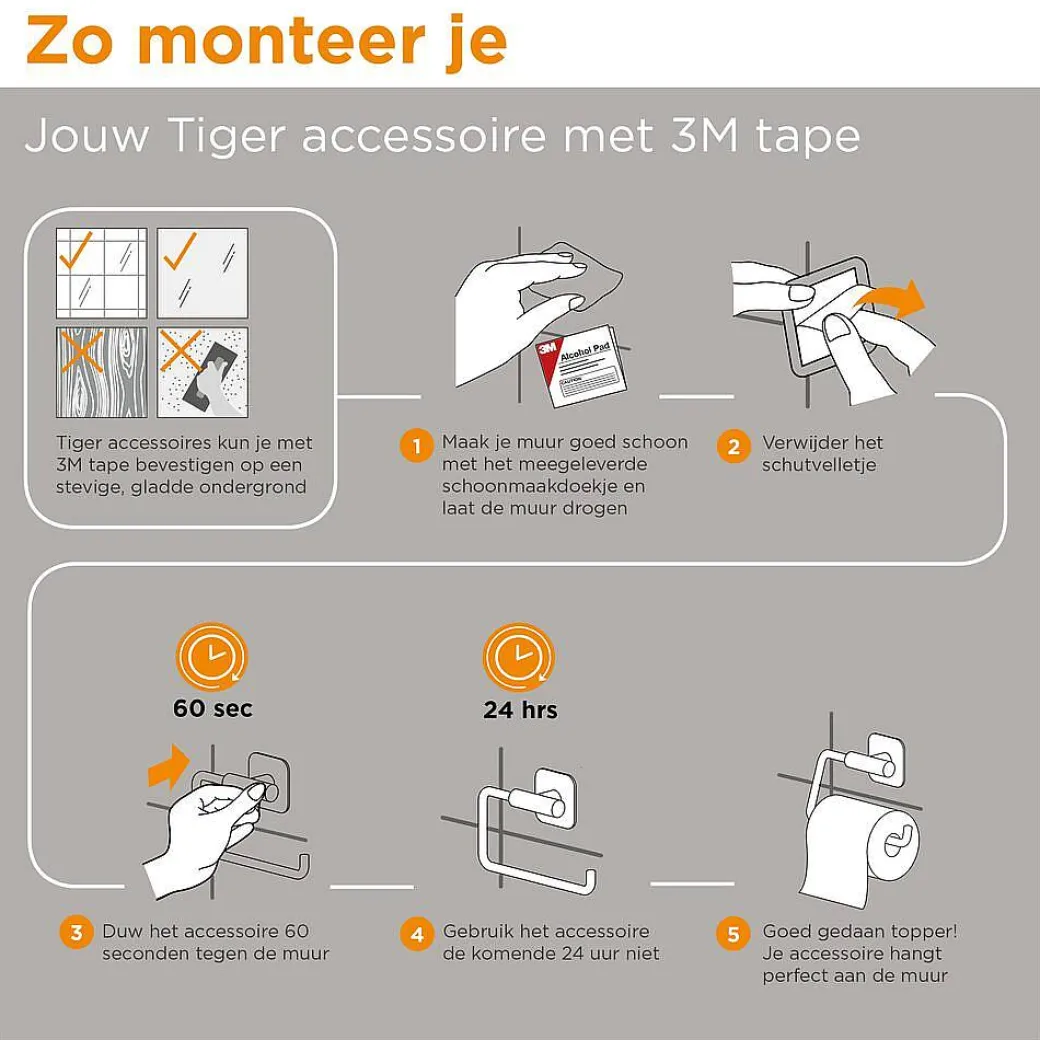 Tiger Reserverolhouder Colar Rvs Geborsteld|Brico