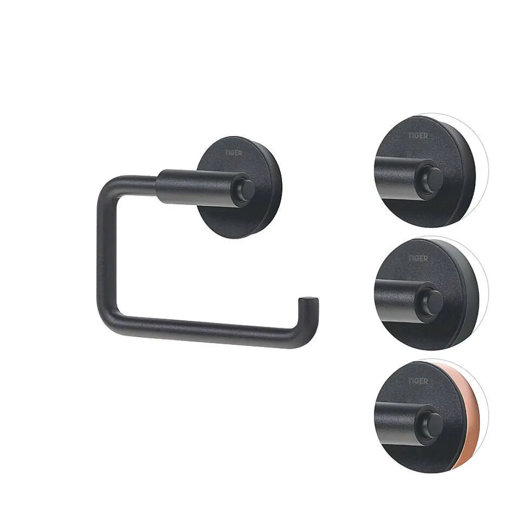 Tiger Toiletaccessoireset Urban Toiletborstel Met Houder + Toiletrolhouder Zonder Klep + Handdoekhaak Zwart|Brico Discount