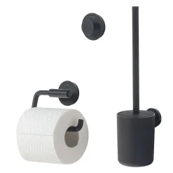 Tiger Toiletaccessoireset Urban Toiletborstel Met Houder + Toiletrolhouder Zonder Klep + Handdoekhaak Zwart|Brico Discount