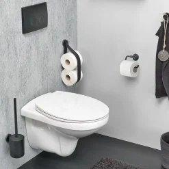 Tiger Toiletaccessoireset Urban Toiletborstel Met Houder + Toiletrolhouder Zonder Klep + Handdoekhaak Zwart|Brico Discount