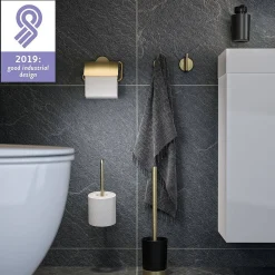 Tiger Toiletrolhouder Tune Met Klep Messing Geborsteld / Zwart|Brico Best