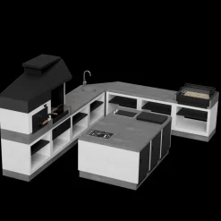 Brico Betonnen Barbecue-Tuozi Stenen Barbecue Otte 84X63X206Cm