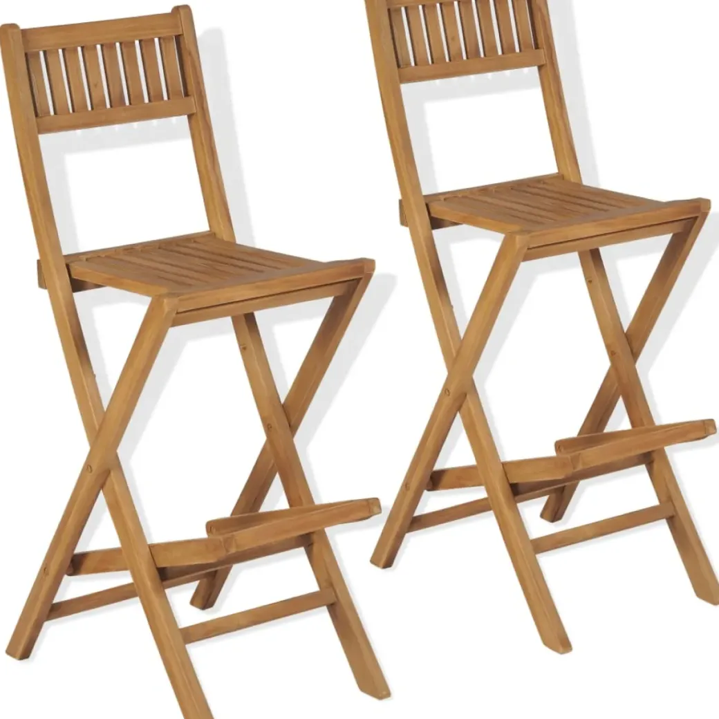 Brico Tuinstoelen-Vidaxl Tuinbarkrukken Inklapbaar 2 St Massief Teakhout