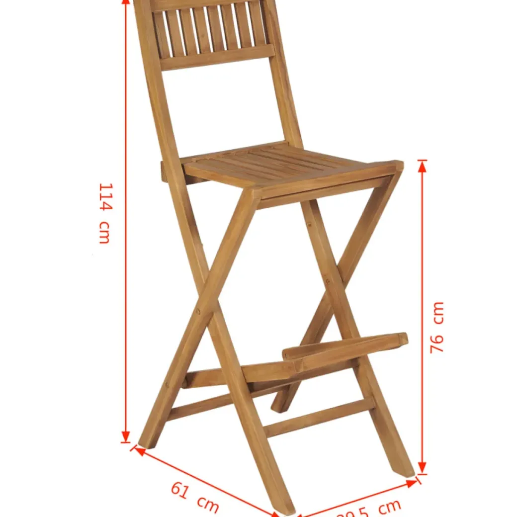 Brico Tuinstoelen-Vidaxl Tuinbarkrukken Inklapbaar 2 St Massief Teakhout