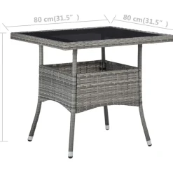 Brico Tuintafels-Vidaxl Tuintafel Poly Rattan En Glas Grijs
