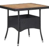 Brico Tuintafels-Vidaxl Tuintafel Poly Rattan En Massief Acaciahout Zwart