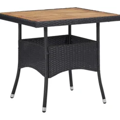 Brico Tuintafels-Vidaxl Tuintafel Poly Rattan En Massief Acaciahout Zwart