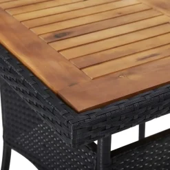 Brico Tuintafels-Vidaxl Tuintafel Poly Rattan En Massief Acaciahout Zwart