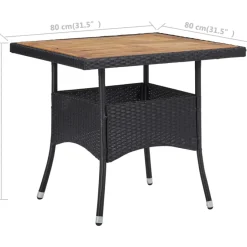 Brico Tuintafels-Vidaxl Tuintafel Poly Rattan En Massief Acaciahout Zwart