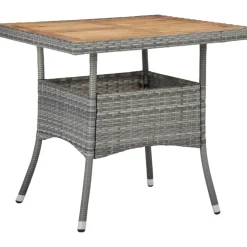 Brico Tuintafels-Vidaxl Tuintafel Poly Rattan En Massief Acaciahout Grijs