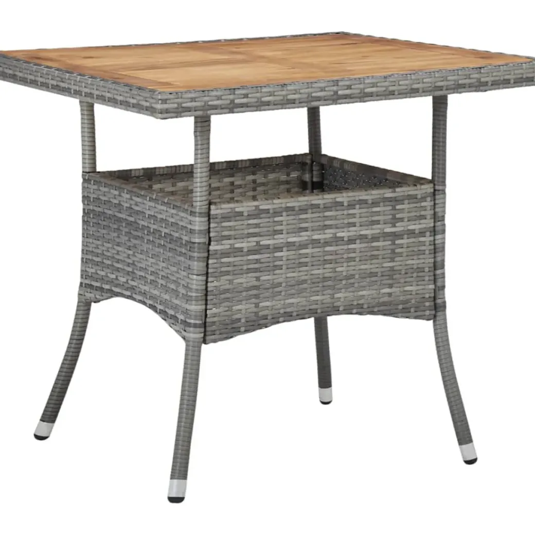Brico Tuintafels-Vidaxl Tuintafel Poly Rattan En Massief Acaciahout Grijs
