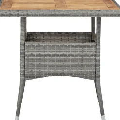 Brico Tuintafels-Vidaxl Tuintafel Poly Rattan En Massief Acaciahout Grijs