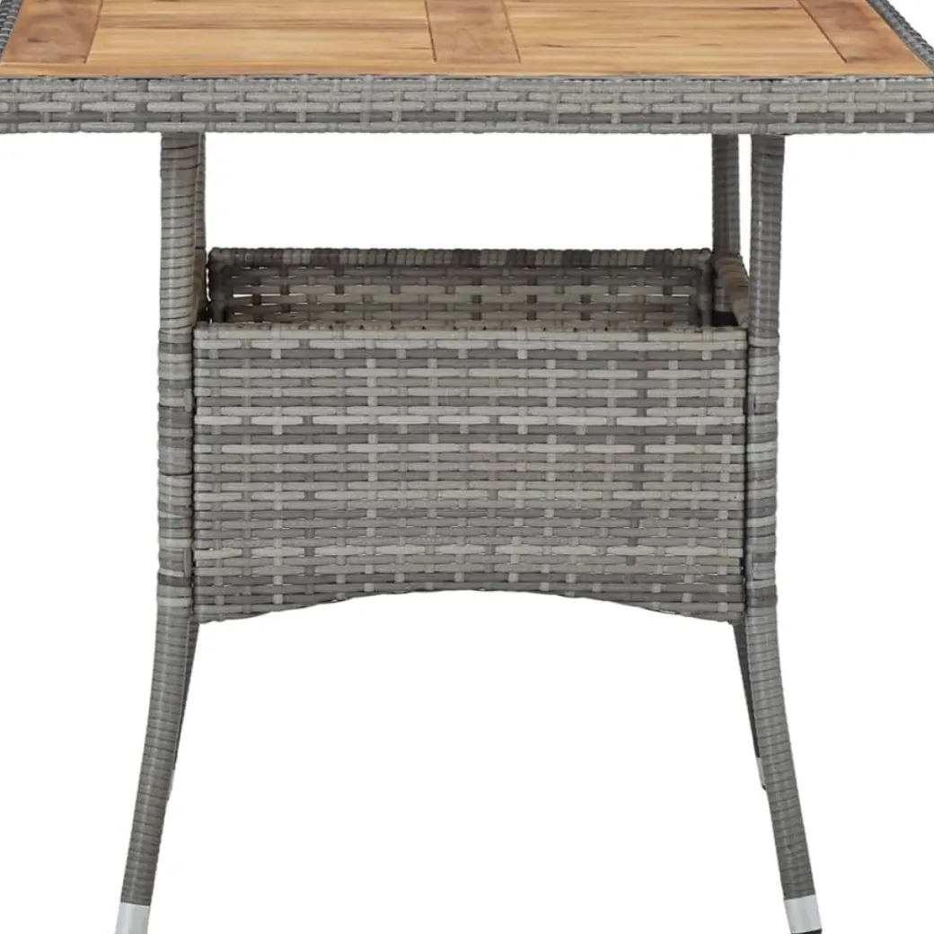 Brico Tuintafels-Vidaxl Tuintafel Poly Rattan En Massief Acaciahout Grijs