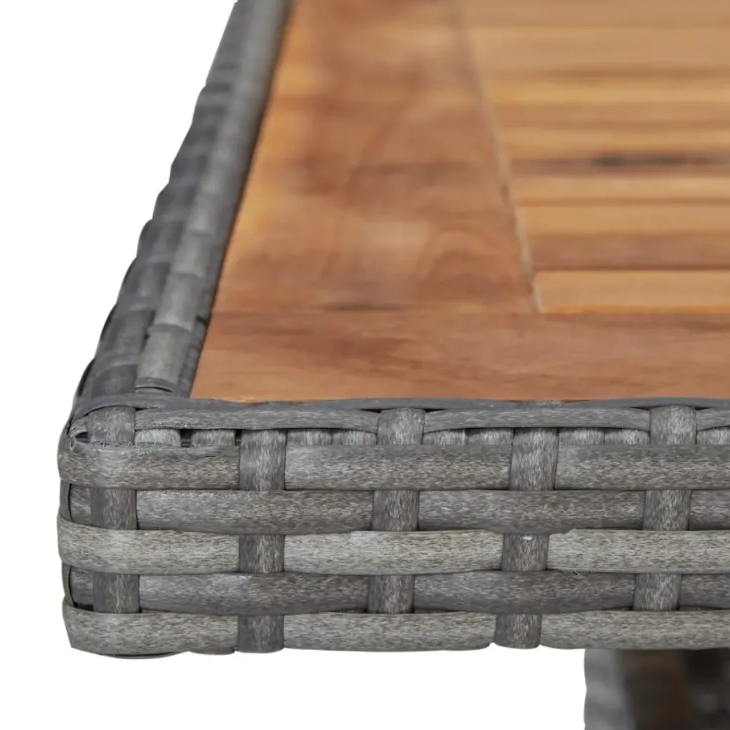 Brico Tuintafels-Vidaxl Tuintafel Poly Rattan En Massief Acaciahout Grijs