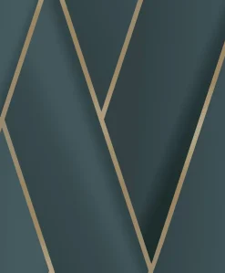 Brico Vinylbehang-Vinylbehang Chevron 3D Groen-Goud