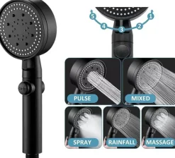 Waterbesparende Douchekop Set - Chroom - 5 Straalstanden|Brico Hot