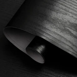 Brico Vinylbehang-Zelfklevend Behang - Vinyl - Zwart - Zwart Houtlook - Houtlook - Legno Nero - 122Cmx10M